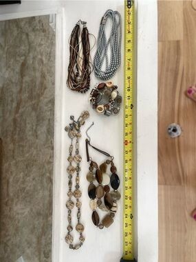 Assorted Women's Beaded Necklaces in Brown, Cream and Silver